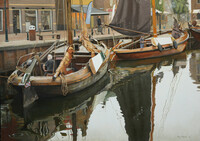 Botters in de haven van Spakenburg