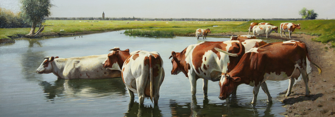 Badende koeien, Eempolder nabij het sluisje