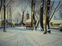 Brink te Laren in de winter (NH)
